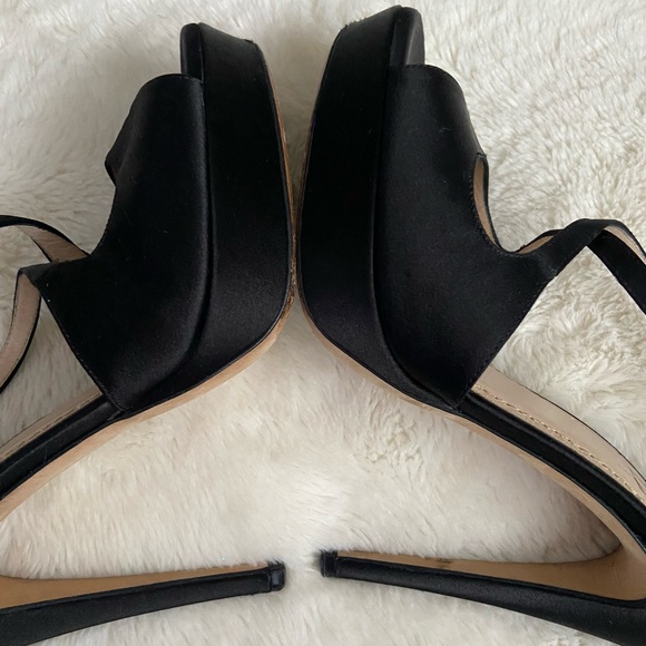 YSL black satin platform heels 38.5 fits like 7.5 US - Picture 11 of 13